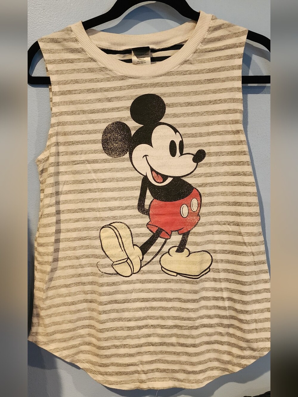 Disney Mickey Mouse Striped Tank Top - White, Gray, Red Size S